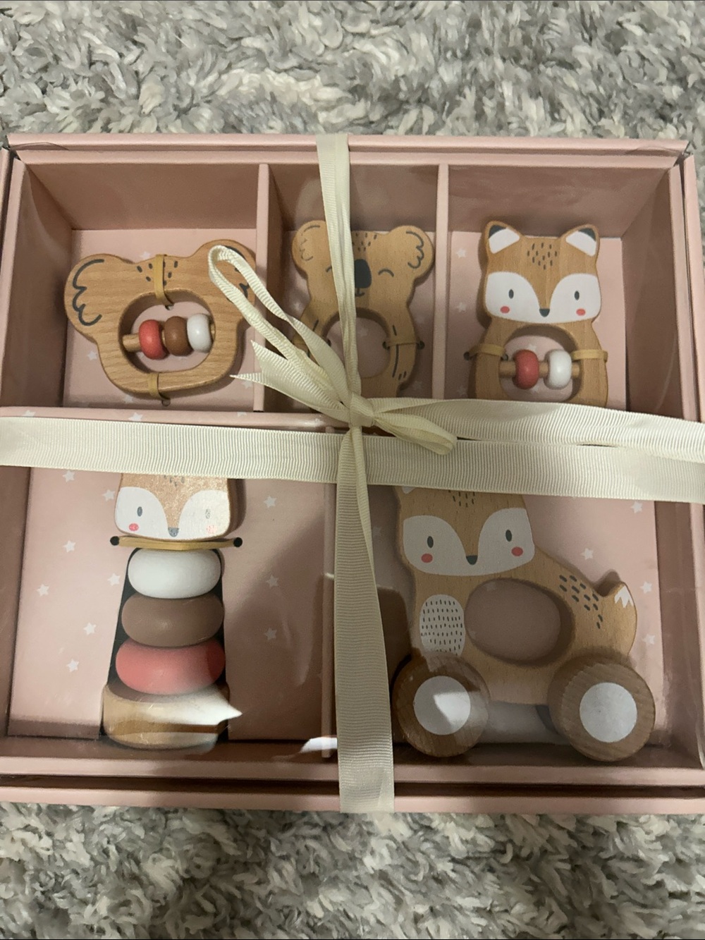 Woodland Wooden Baby Toy Set - Pink